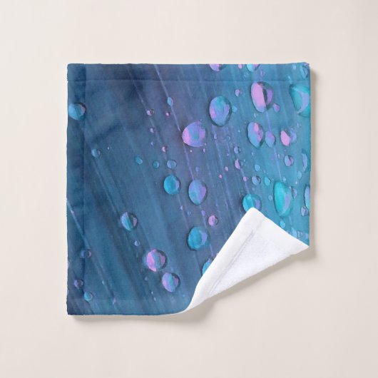 Raindrops Closeup, Spacey Blues Badhandtuch Set (Waschlappen)