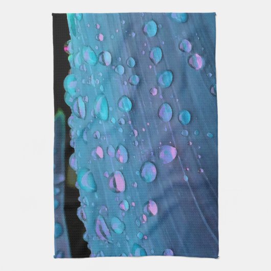 Raindrops Closeup, Spacey Blues Küchentuch (Vertikal)