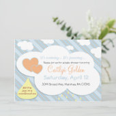 Raindrops & Clouds Kinderdusche Einladung (Stehend Vorderseite)