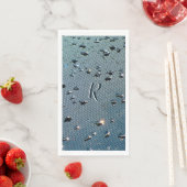 Raindrops Fotografisch Mit Monogramm Blue Serviette (Beispiel)