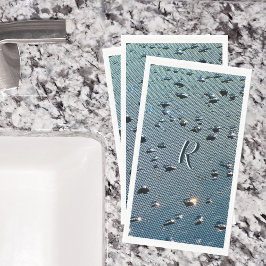 Raindrops Fotografisch Mit Monogramm Blue Serviette