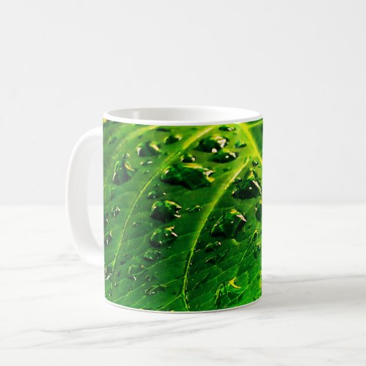 Raindrops on a Leaf Kaffeetasse (Vorderseite Links)