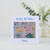 Raindrops on Ducklings Flat Birthday Card Karte (Stehend Vorderseite)