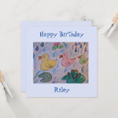 Raindrops on Ducklings Flat Birthday Card Karte (Vorderseite/Rückseite Beispiel)