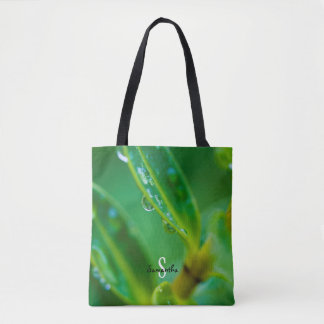 Raindrops on Green Leaves Tote bag Tasche