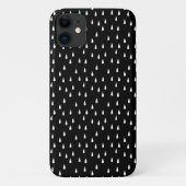 Raindrops Whimsical White Pattern auf Schwarz Case-Mate iPhone Hülle (Rückseite)