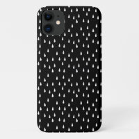 Raindrops Whimsical White Pattern auf Schwarz