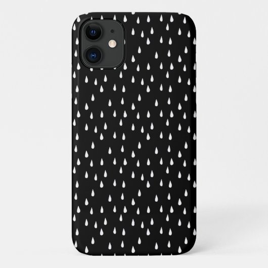 Raindrops Whimsical White Pattern auf Schwarz Case-Mate iPhone Hülle (Rückseite)
