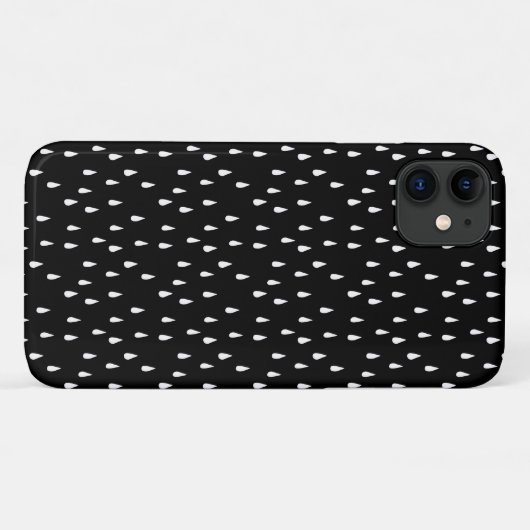 Raindrops Whimsical White Pattern auf Schwarz Case-Mate iPhone Hülle (Rückseite (Horizontal))