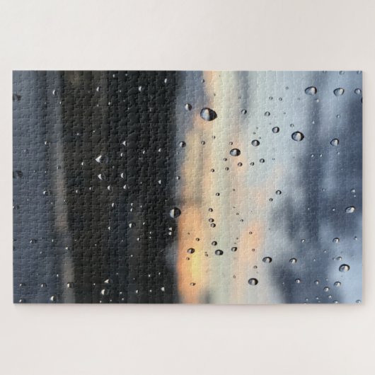 Raindrops Window Sunset Over Islington London UK Puzzle (Horizontal)