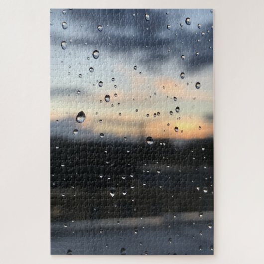 Raindrops Window Sunset Over Islington London UK Puzzle (Vertikal)