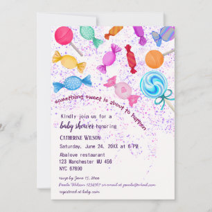 Rainfall Lollipop Süßigkeiten Candyland Baby Dusch Einladung