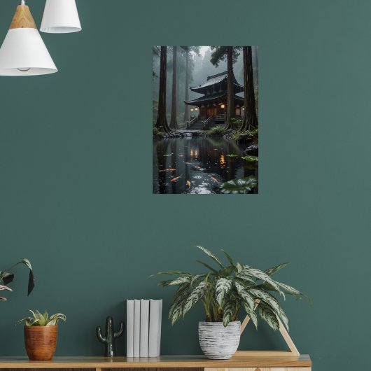 Rainfall Reverie - Verstecktes Tempelposter Poster (Wohnzimmer 1)