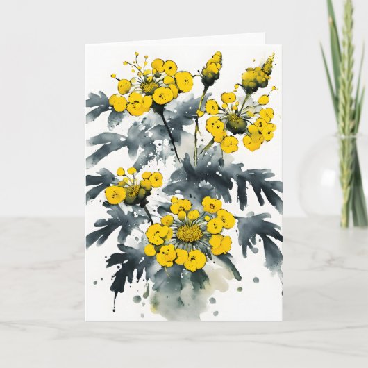 Rainfarn - Aquarellblumen Karte (Vorderseite)