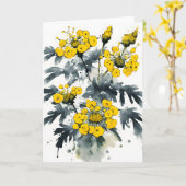 Rainfarn - Aquarellblumen Karte (Gelbe Blume)