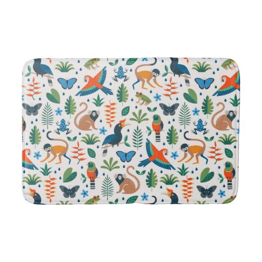 Rainforest Animal Pattern Badematte (Vorderseite)