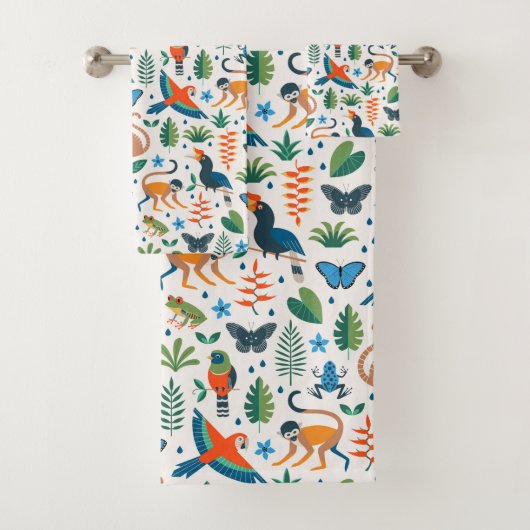 Rainforest Animal Pattern Badhandtuch Set (Insitu)