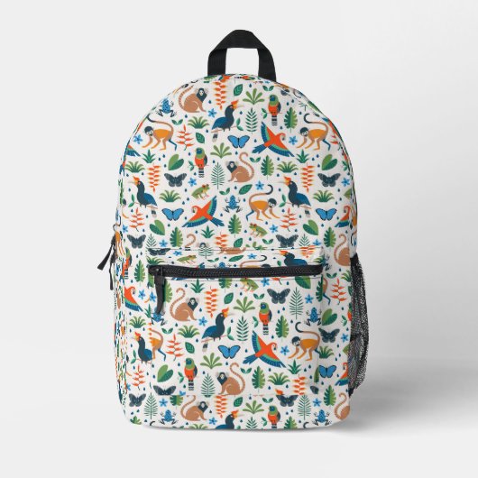 Rainforest Animal Pattern Bedruckter Rucksack (Vorderseite)