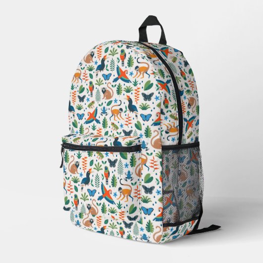 Rainforest Animal Pattern Bedruckter Rucksack (Rückseitige Ecke Rechts)