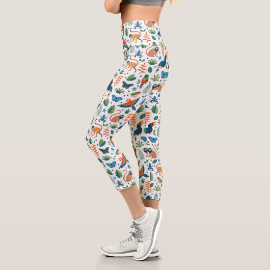 Rainforest Animal Pattern Capri Leggings (Links)