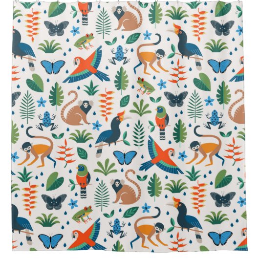 Rainforest Animal Pattern Duschvorhang (Vorderseite)