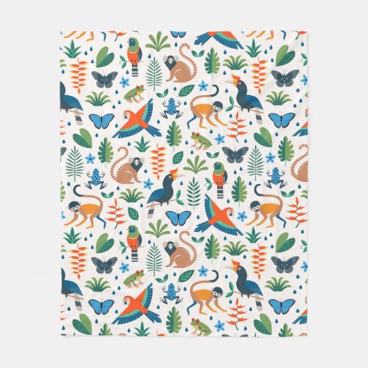 Rainforest Animal Pattern Fleecedecke (Vorderseite)
