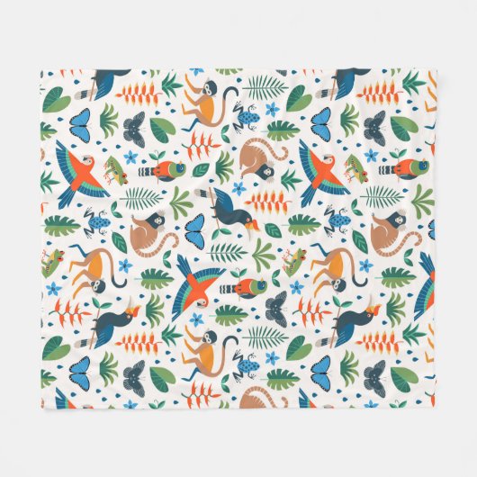 Rainforest Animal Pattern Fleecedecke (Vorderseite (Horizontal))