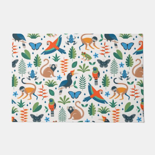 Rainforest Animal Pattern Fußmatte (Vorderseite)