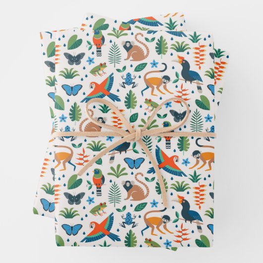 Rainforest Animal Pattern Geschenkpapier Set (Beispiel)