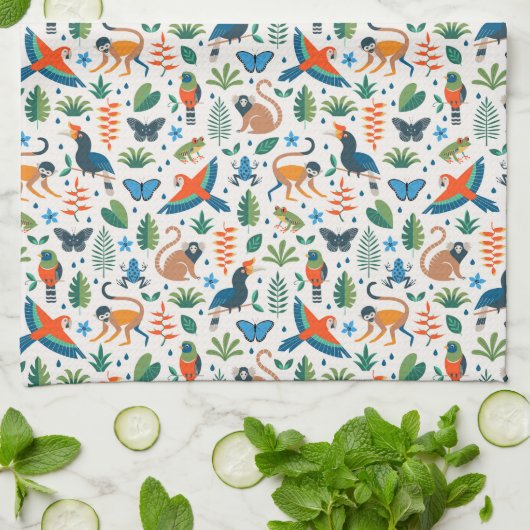 Rainforest Animal Pattern Geschirrtuch (Gefaltet)