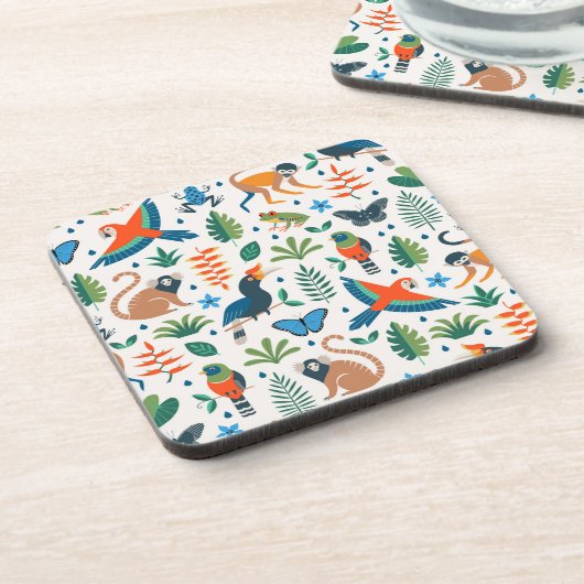 Rainforest Animal Pattern Getränkeuntersetzer (Linke Seite)