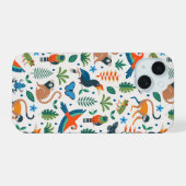 Rainforest Animal Pattern iPhone 15 Hülle (Rückseite (Horizontal))