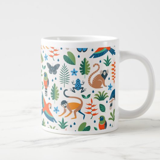 Rainforest Animal Pattern Jumbo-Tasse (Rechts)