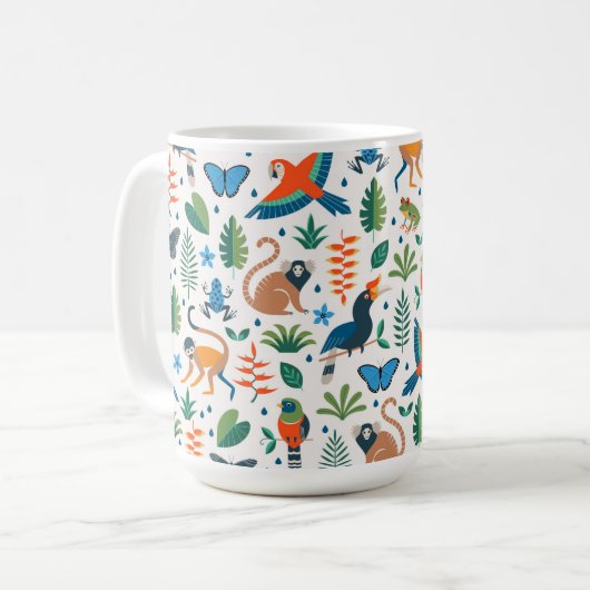Rainforest Animal Pattern Kaffeetasse (Vorderseite Links)