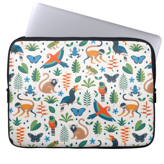 Rainforest Animal Pattern Laptopschutzhülle (Vorderseite)