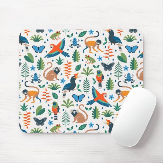Rainforest Animal Pattern Mousepad (Mit Mouse)