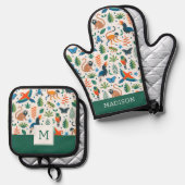 Rainforest Animal Pattern Ofenhandschuh & Topflappen-Set (Vorderseite/Rückseite)