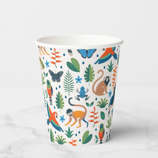 Rainforest Animal Pattern Pappbecher (Rückseite)