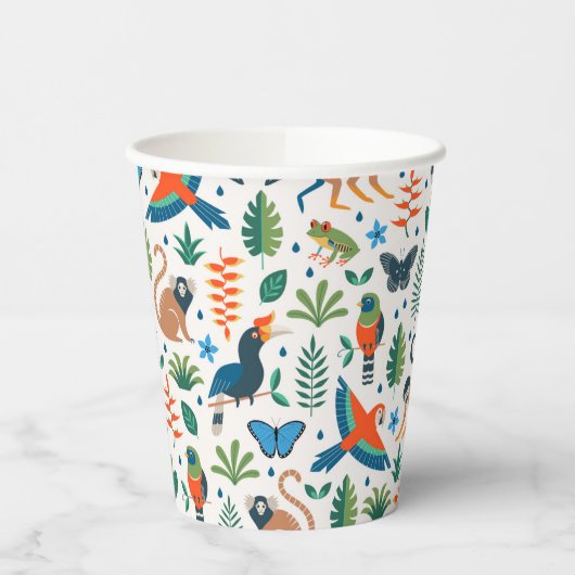 Rainforest Animal Pattern Pappbecher (Links)