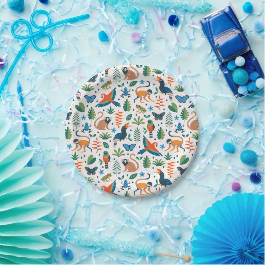 Rainforest Animal Pattern Pappteller (Party)