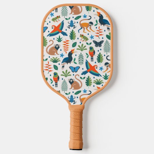 Rainforest Animal Pattern Pickleball Schläger (Rückseite)