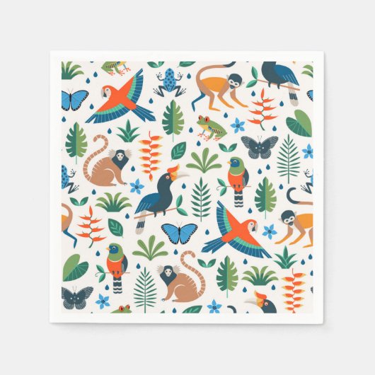 Rainforest Animal Pattern Serviette (Vorderseite)