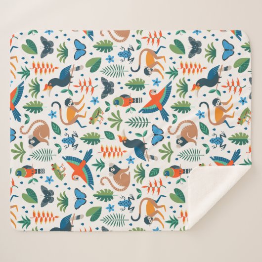 Rainforest Animal Pattern Sherpadecke (Vorderseite (Horizontal))