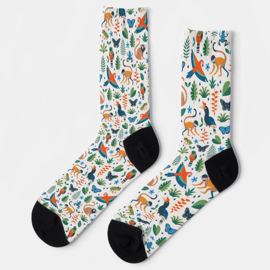 Rainforest Animal Pattern Socken (Linkes Detail)
