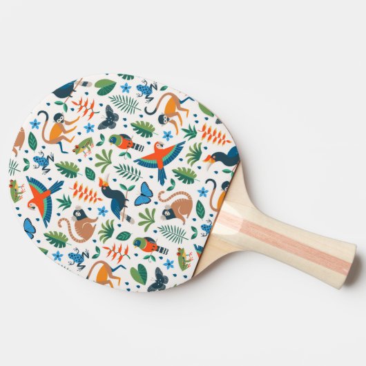 Rainforest Animal Pattern Tischtennis Schläger (Seitenansicht)