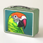 Rainforest Beauty: Exotic Wild Parrot Metall Brotdose (Rückseite)