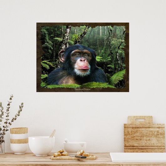 "RAINFOREST DREAMS II" Schimpanse Art Poster (Küche)