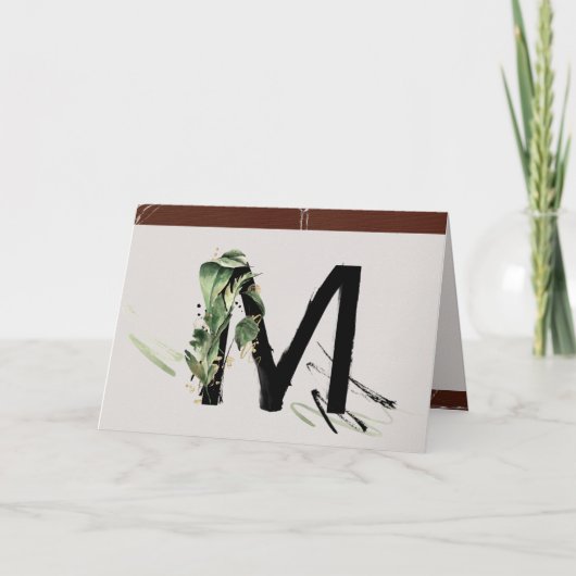 Rainforest Embellished Painted Letter M Monogram Karte (Vorderseite)
