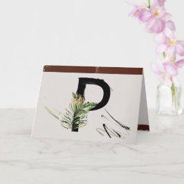 Rainforest Embellished Painted Letter P Monogram Karte