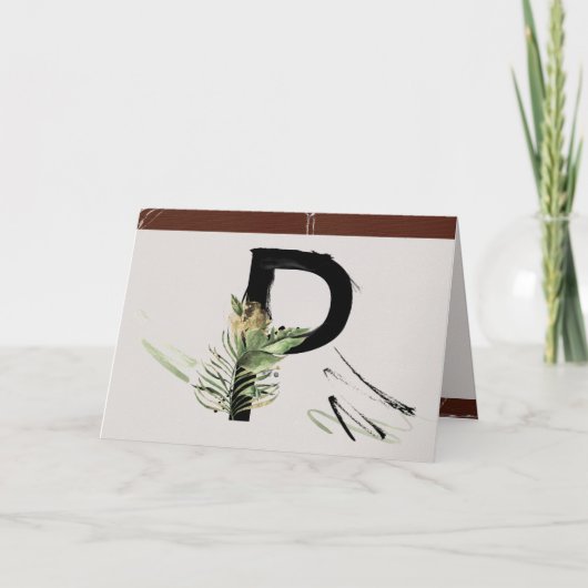 Rainforest Embellished Painted Letter P Monogram Karte (Vorderseite)